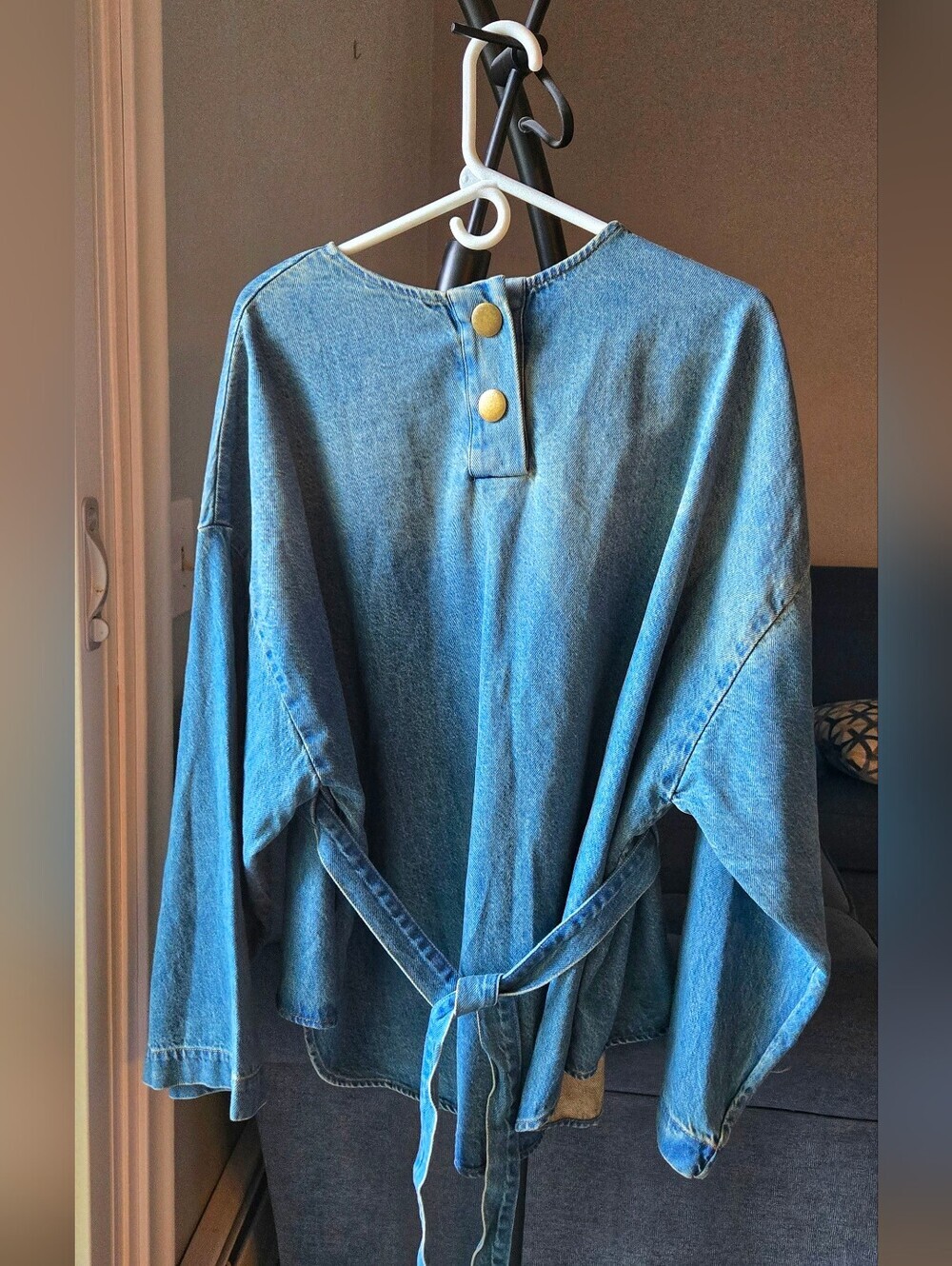 Banana Republic Blue Denim Tie-Waist Top Size Xl - Picture 8 of 16
